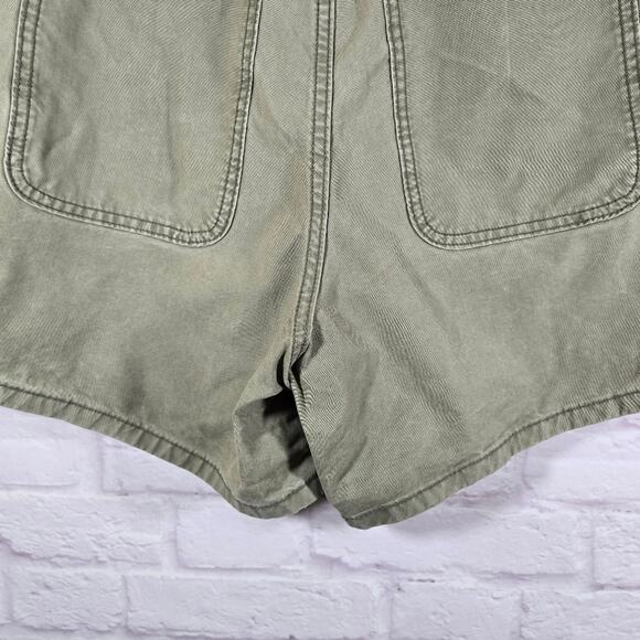M Asos Design Olive Green Canvas Shorts Womens Size 4 High Waisted Rise Utility - Picture 7 of 8